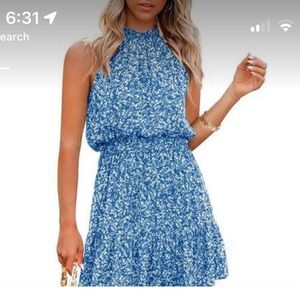 Sleeveless halter neck dress